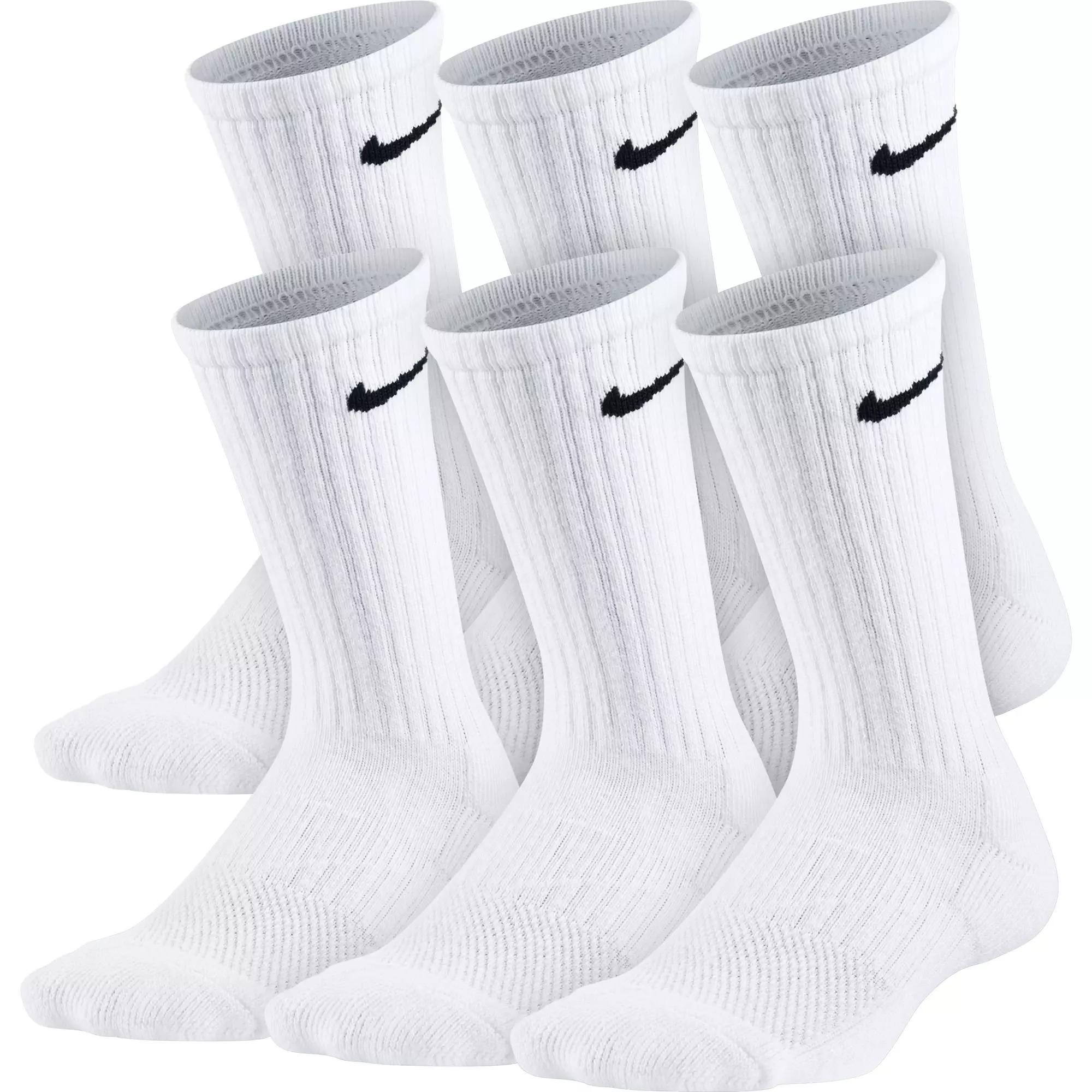 Nike Youth Performance Cushioned Crew Training Socks 6 Pack